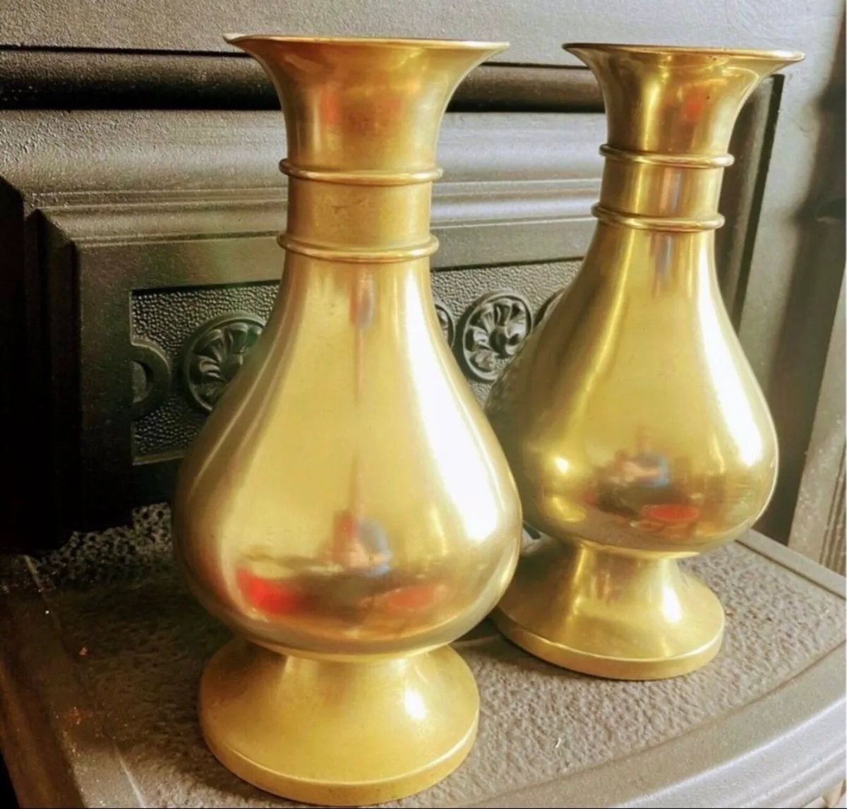 19th Century brass church vases - Image 1