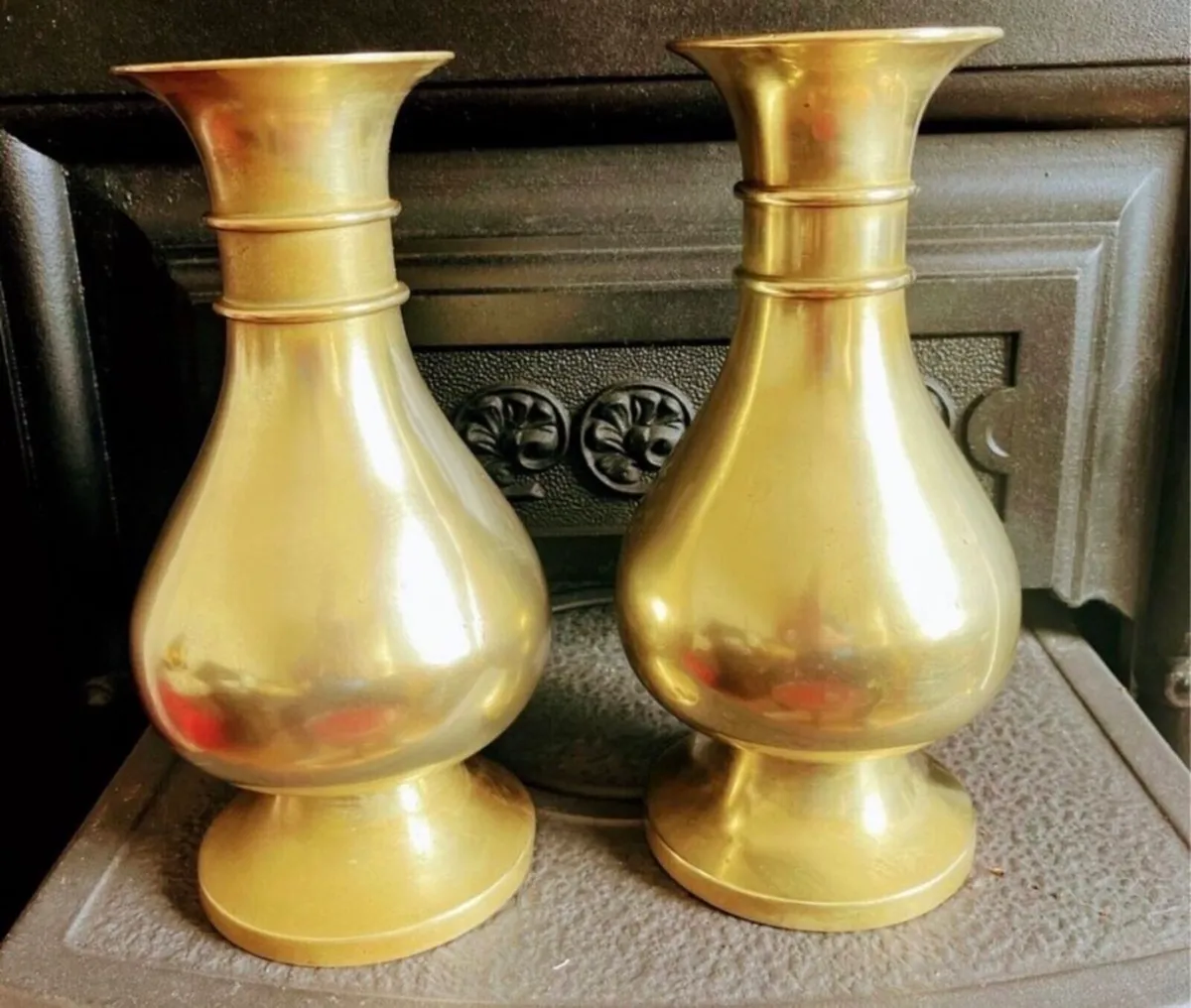 19th Century brass church vases - Image 2