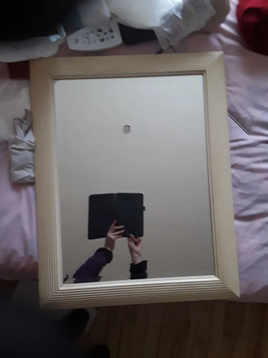 Large beautiful rivet mirror cream rivet frame - Image 2