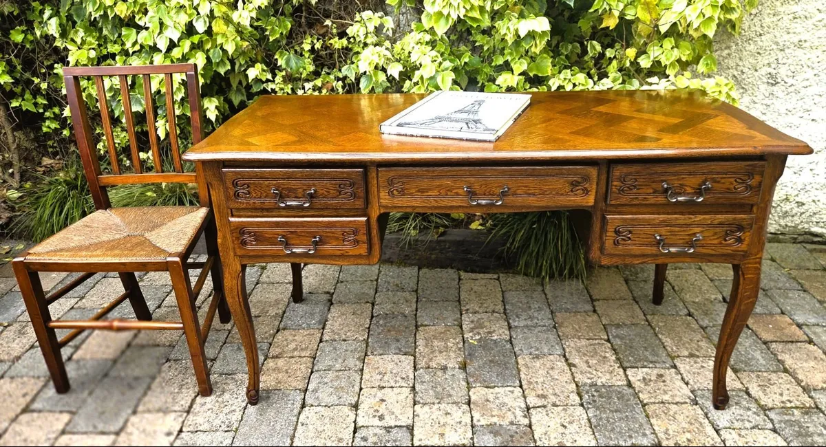 Antique French Parquet Top Desk- Circa 1930s - Image 3