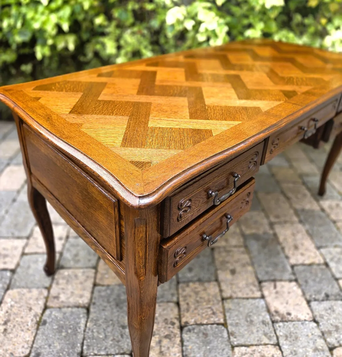 Antique French Parquet Top Desk- Circa 1930s - Image 4