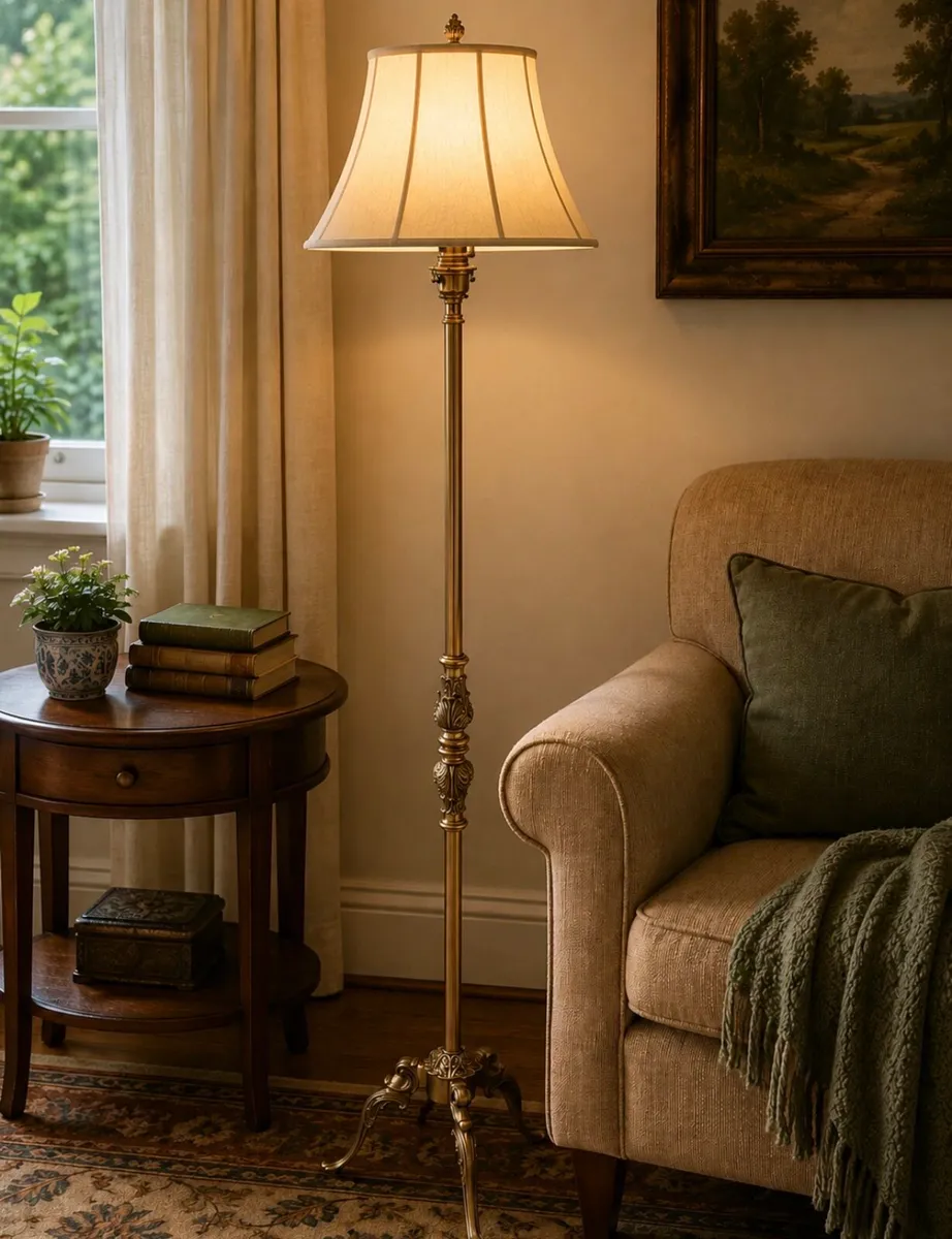Antique brass floor lamp - Image 1
