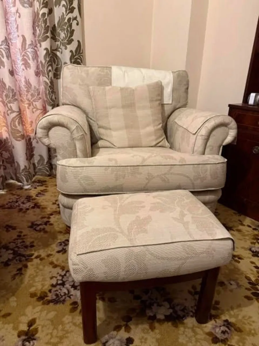 3 Piece Suite with footstool & arm covers - Image 2