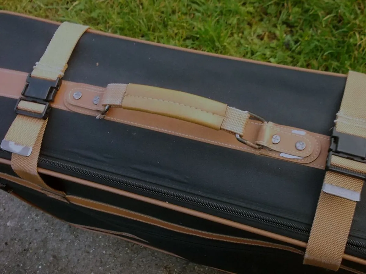 Navy Blue Suitcase with Camel Straps - Image 2