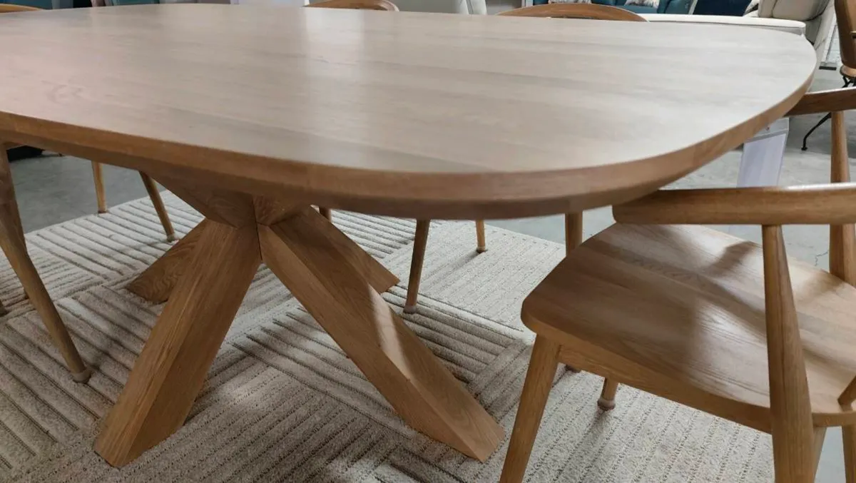 Ex Display 200cm Boat shaped Dining Table - Image 1