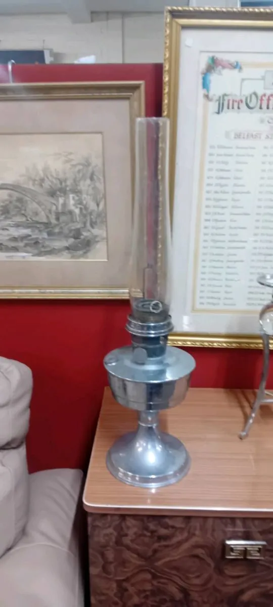 Vintage Chrome Oil Lamp - Image 1