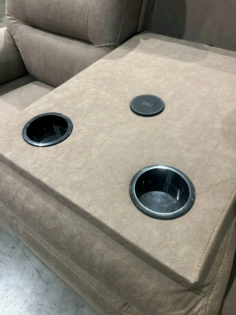 New Corner Electric Grey & Brown Fabric Sofa - Image 3