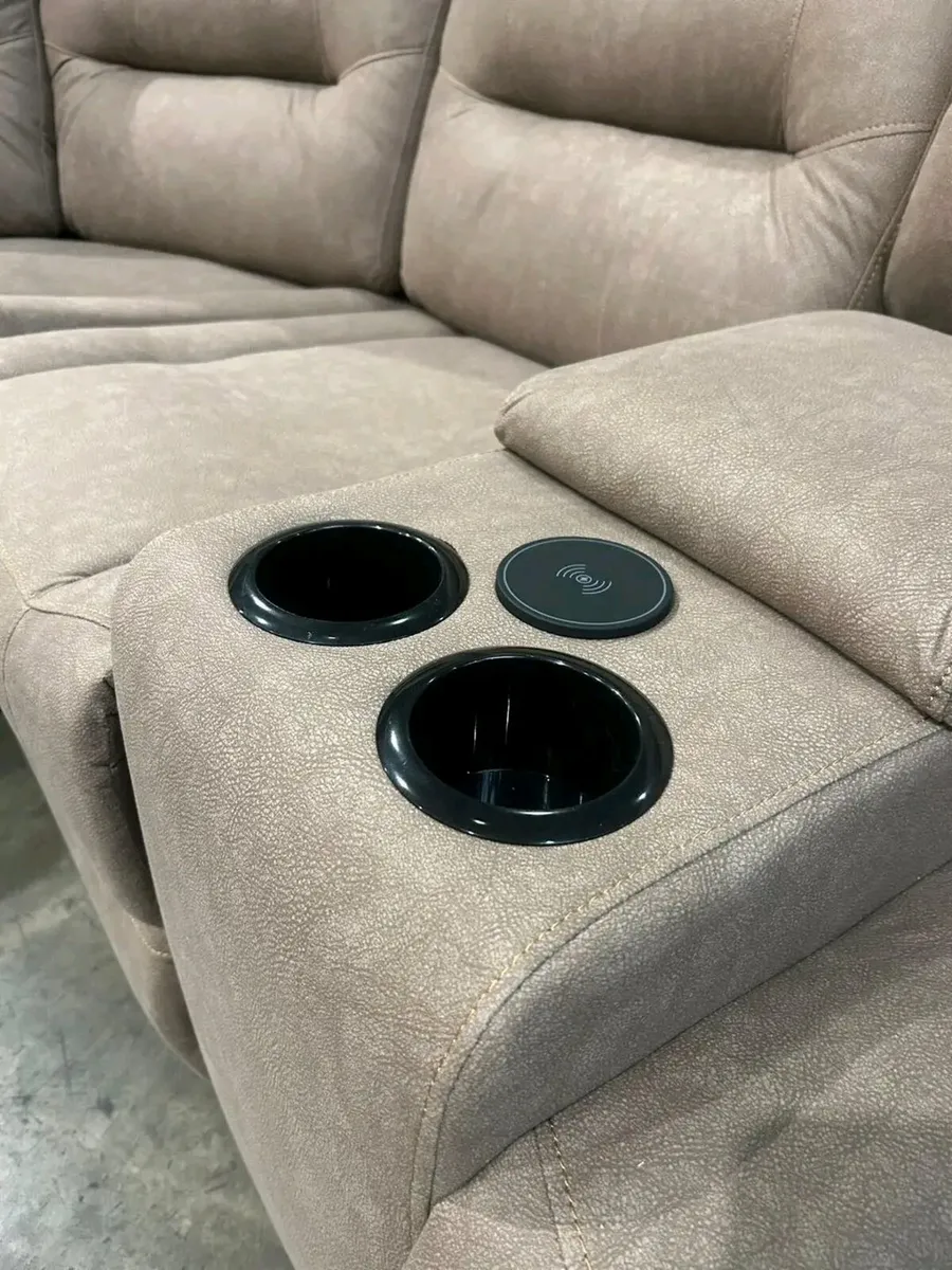 New Corner Electric Grey & Brown Fabric Sofa - Image 4