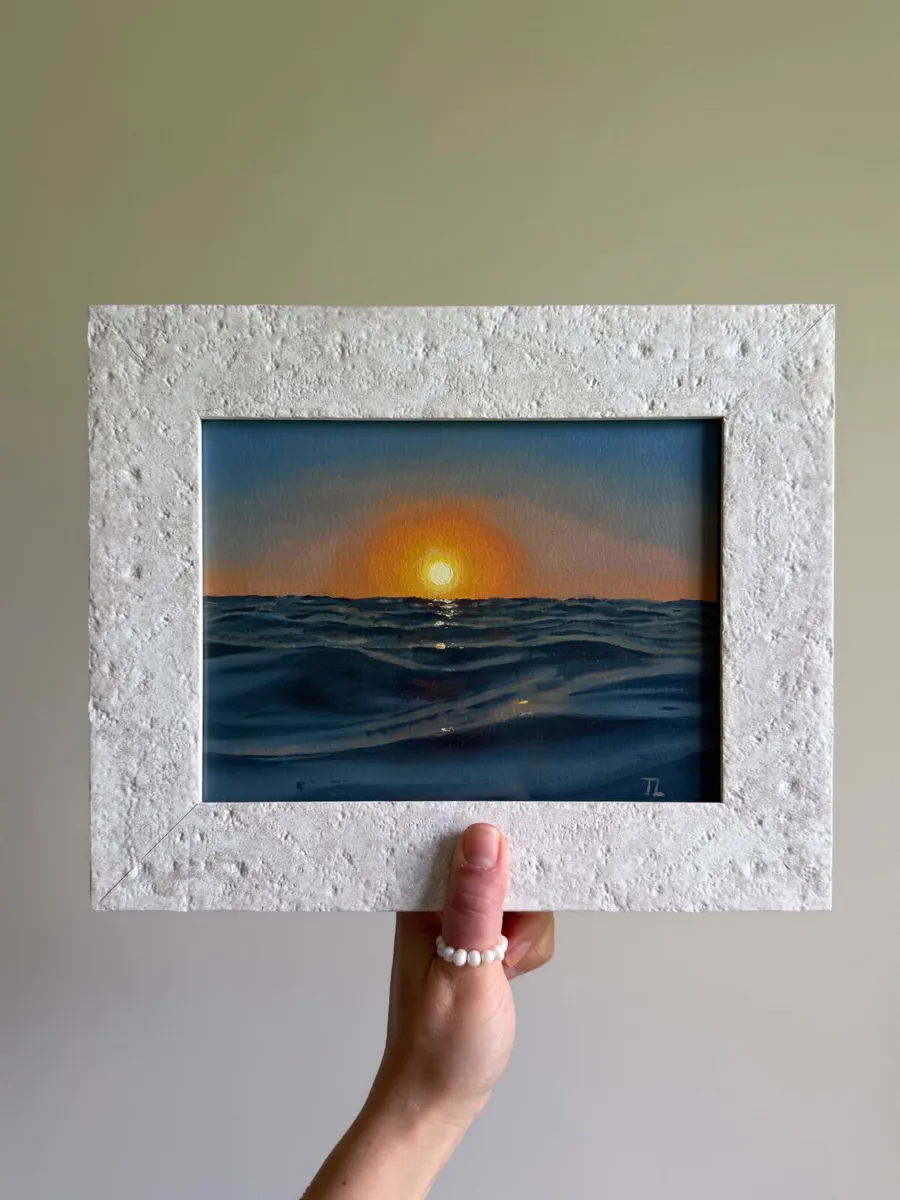 Original Oil Painting Framed, Small Wall Art, Sea - Image 1