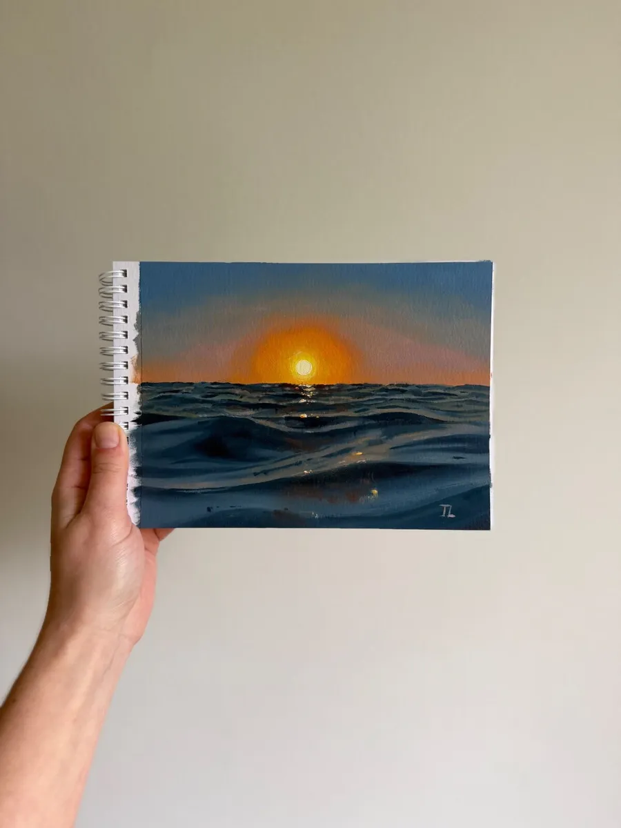 Original Oil Painting Framed, Small Wall Art, Sea - Image 2