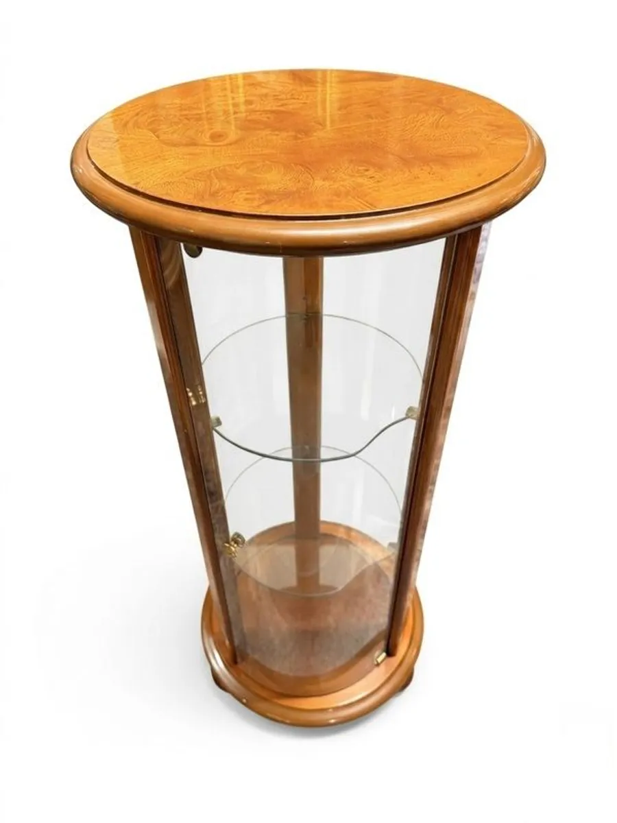 Contemporary Walnut Pedestal Display Cabinet - Image 2