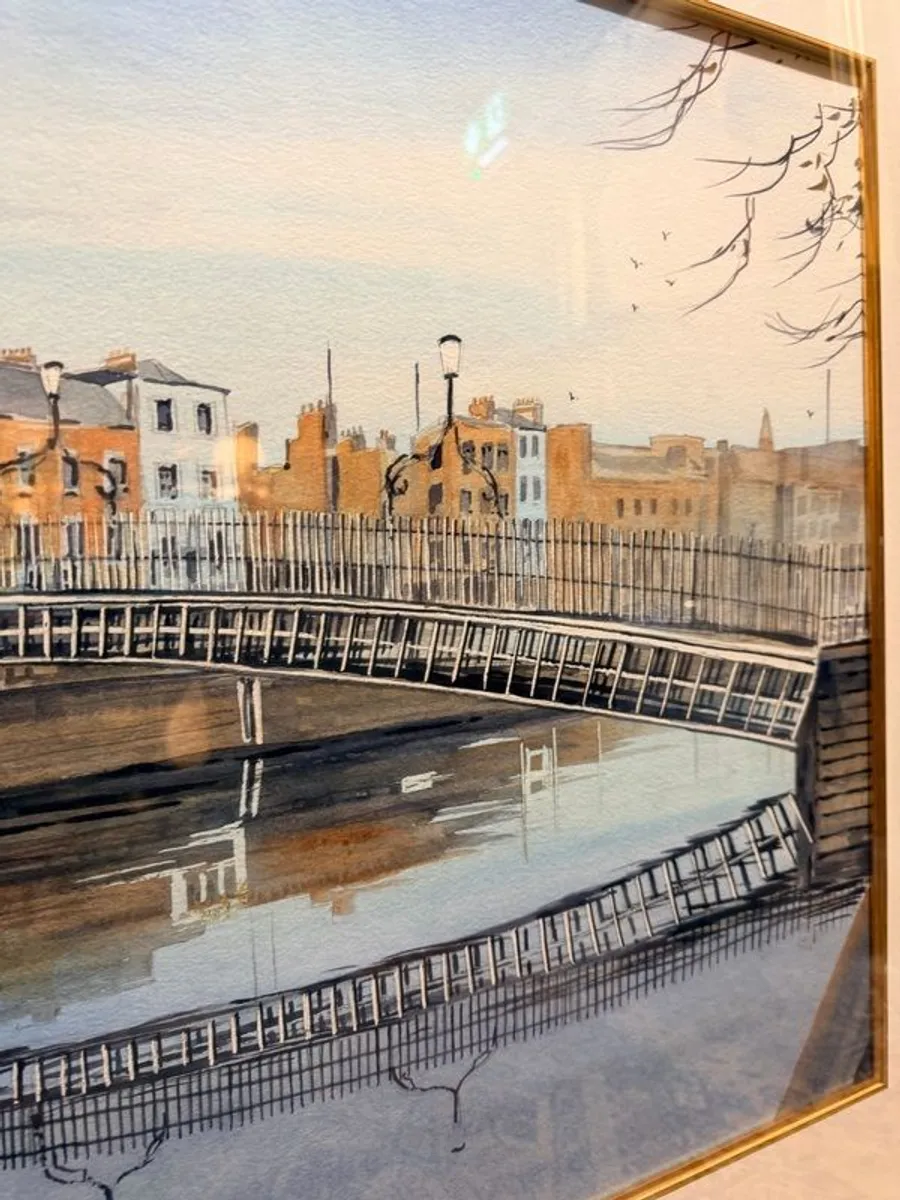 Peter Knuttel Ha'penny Bridge Watercolor Painting - Image 4