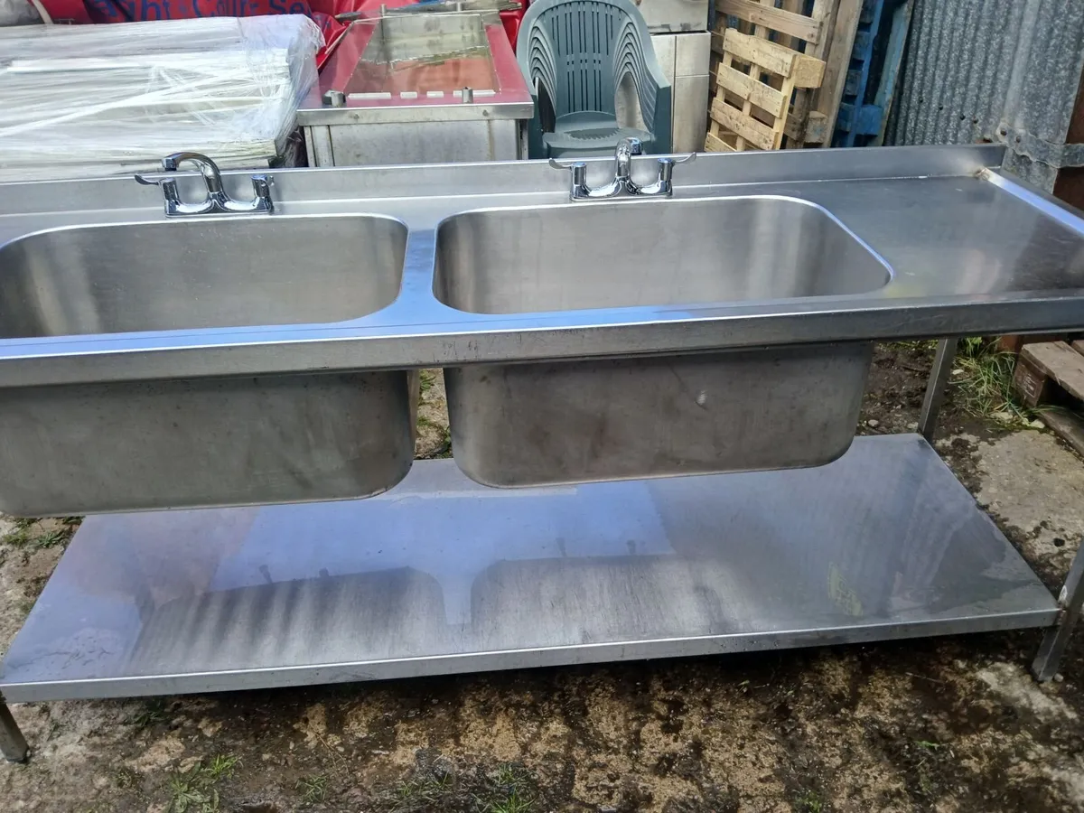 Staneless steel cabbinet double sink unit complete - Image 3