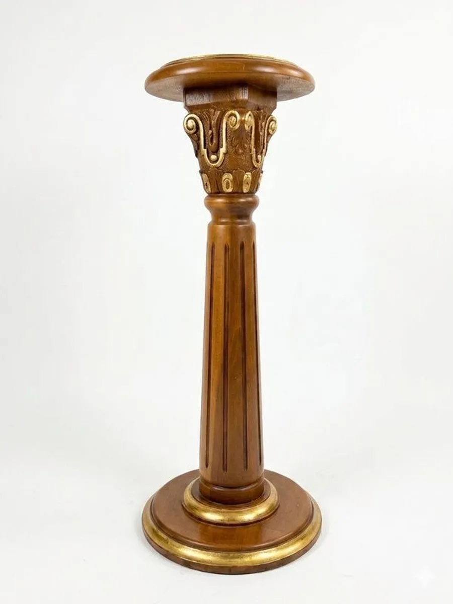 Carved French Fruit Wood & Parcel Gilt Pedestal - Image 1