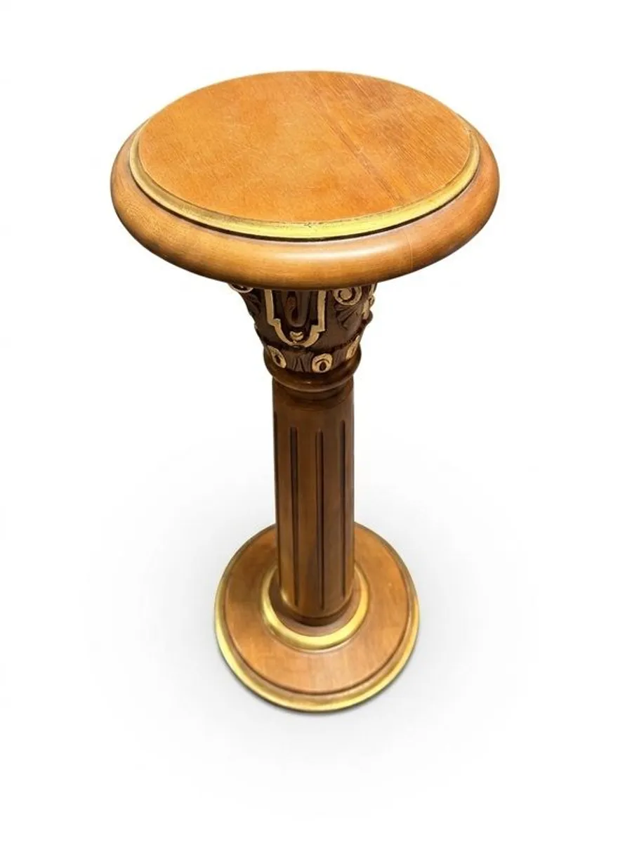 Carved French Fruit Wood & Parcel Gilt Pedestal - Image 2