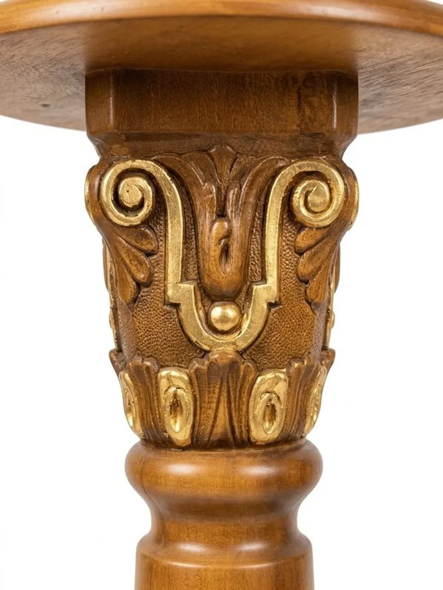 Carved French Fruit Wood & Parcel Gilt Pedestal - Image 3