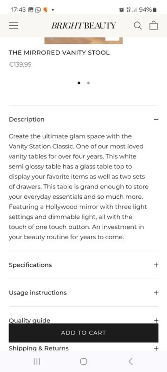 Excellent White Gloss Vanity - Image 3