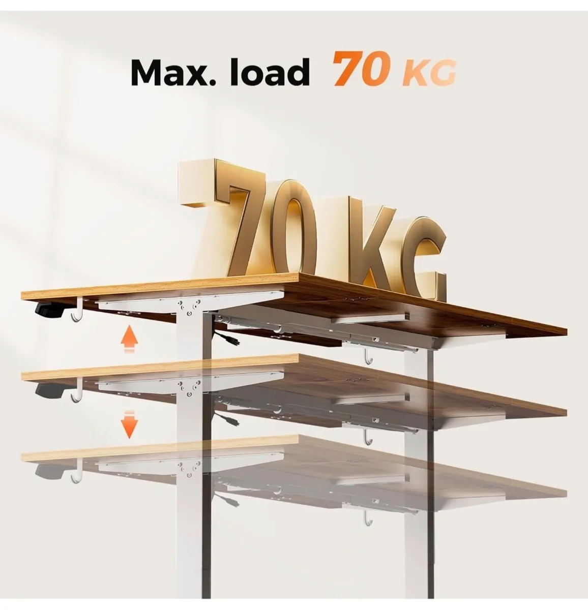 Height-Adjustable Electric Desk, 140x80 cm Sit-Sta - Image 2