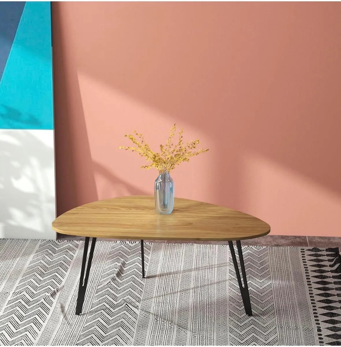 Modern Oval Coffee Table Oak Simple Center Table - - Image 3