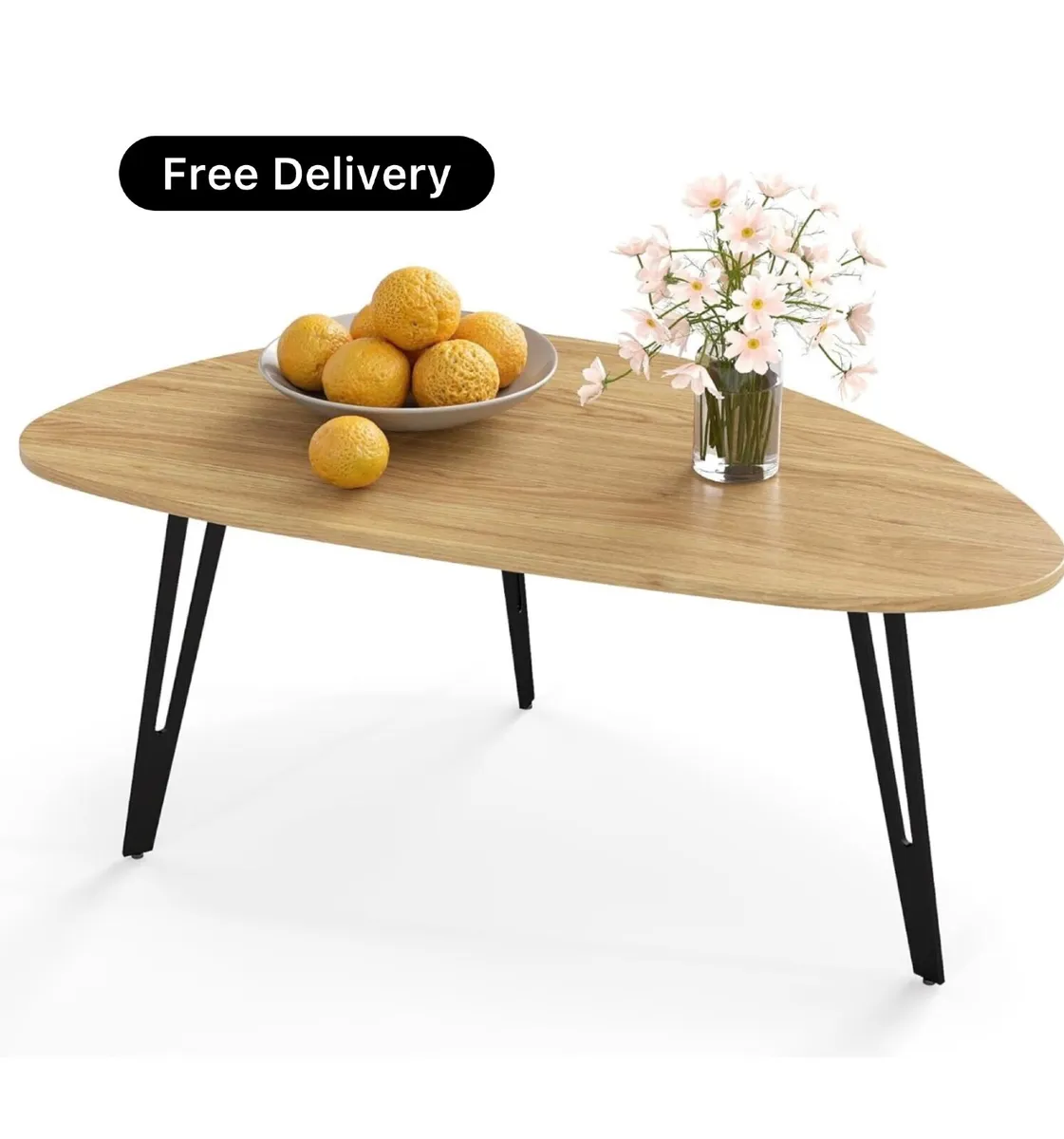 Modern Oval Coffee Table Oak Simple Center Table - - Image 1
