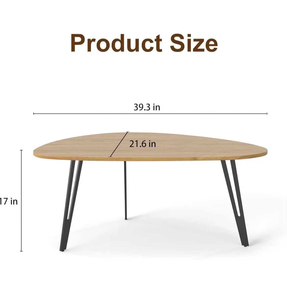Modern Oval Coffee Table Oak Simple Center Table - - Image 2