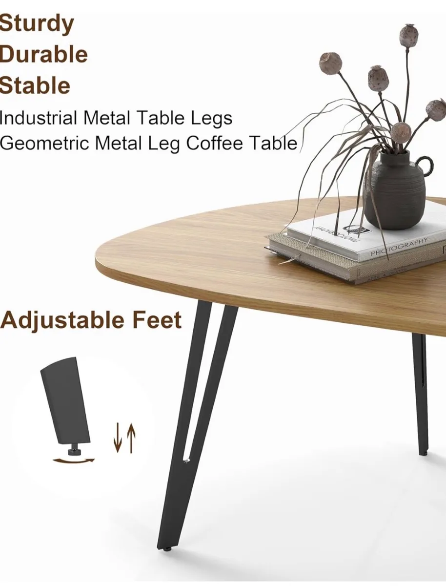Modern Oval Coffee Table Oak Simple Center Table - - Image 3