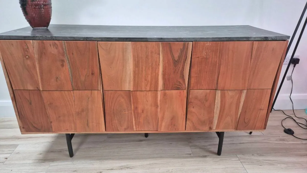 3 Door Acacia & Marble Sideboard – Bergamo Range - Image 1
