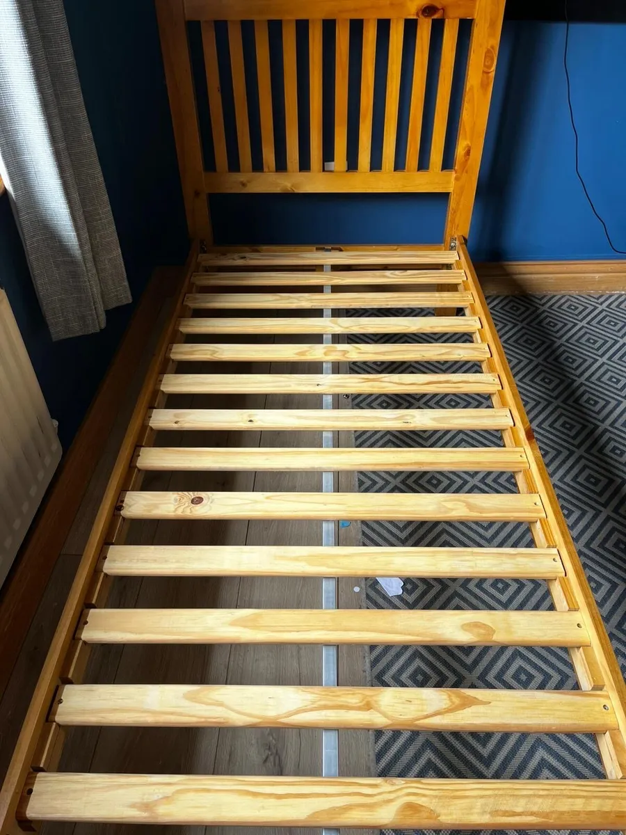 Wooden Bed frame and bookcase - Image 1