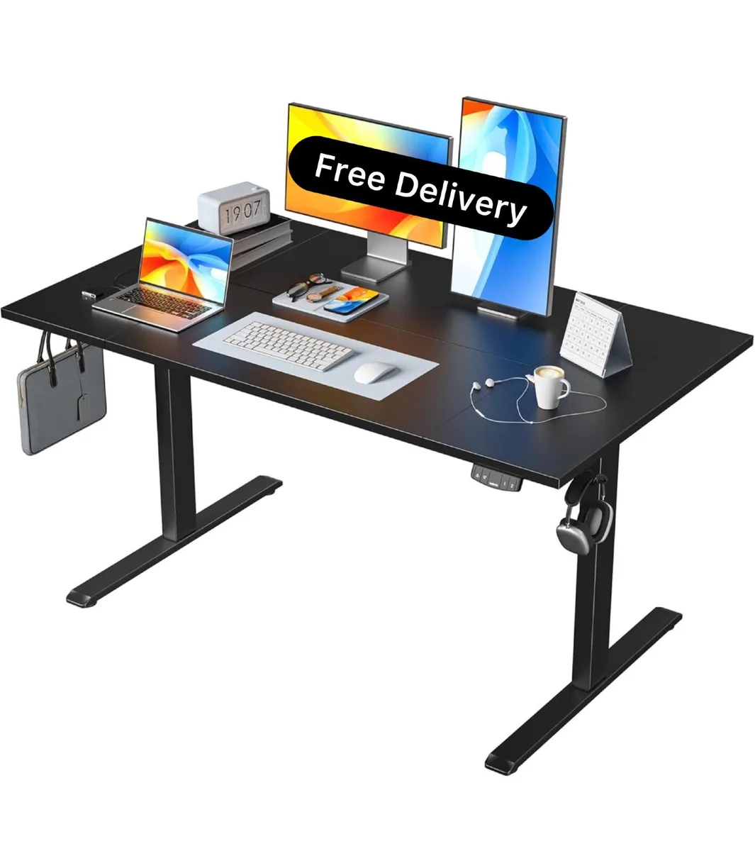 Height-Adjustable Electric Desk, 140x80 cm Sit-Sta - Image 1