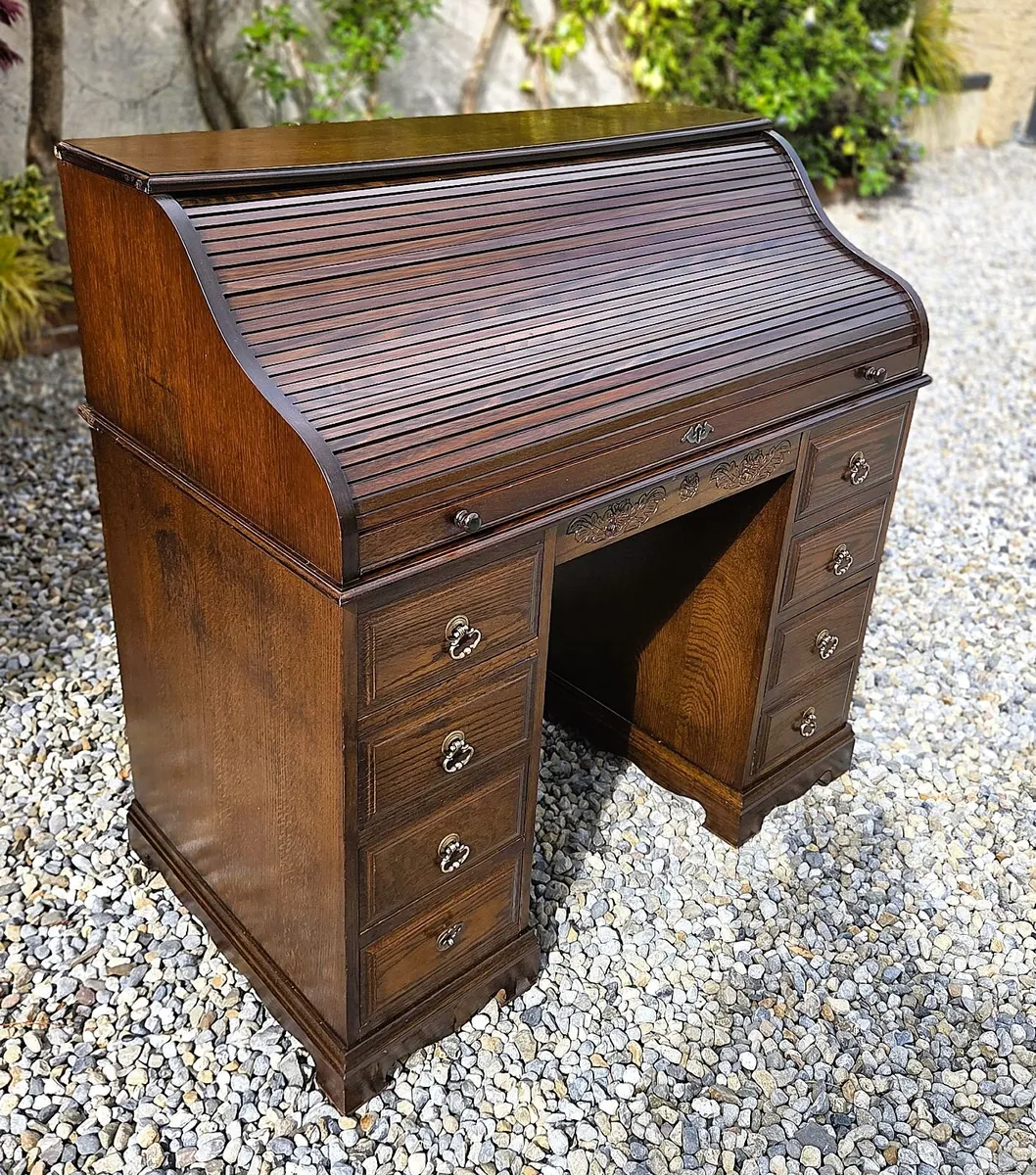 Vintage Oak  Roll Top Desk - Image 2