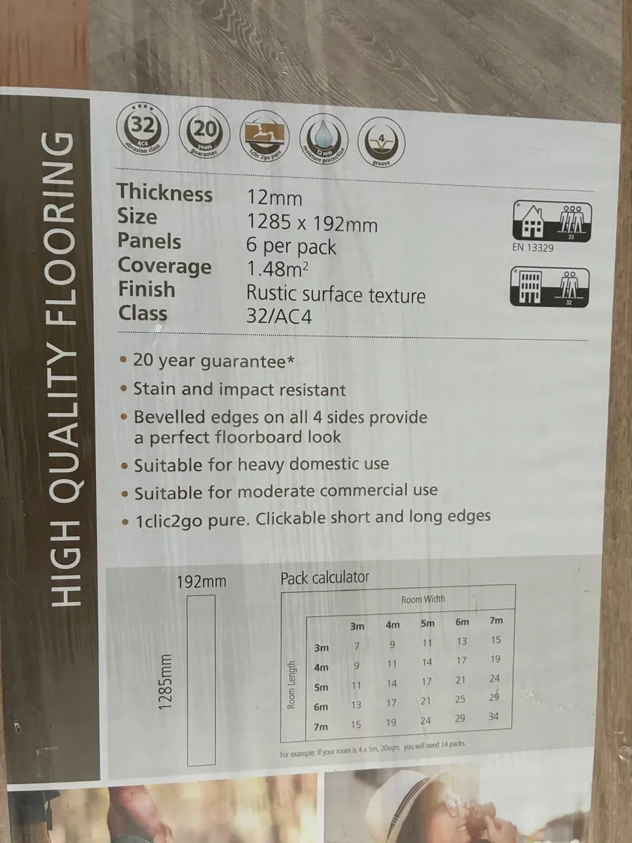 12mm Laminate Flooring (5 boxes) - Image 2