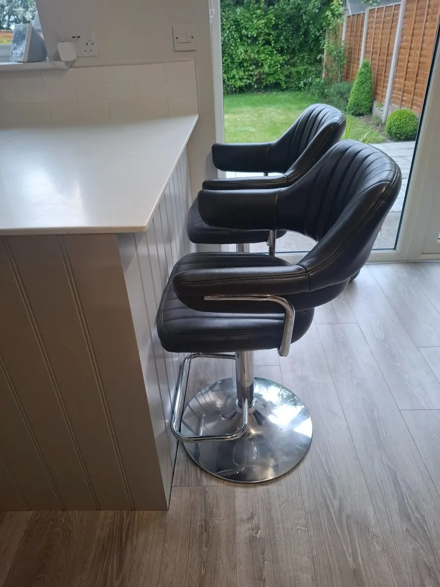 Leather swivel stools. - Image 2