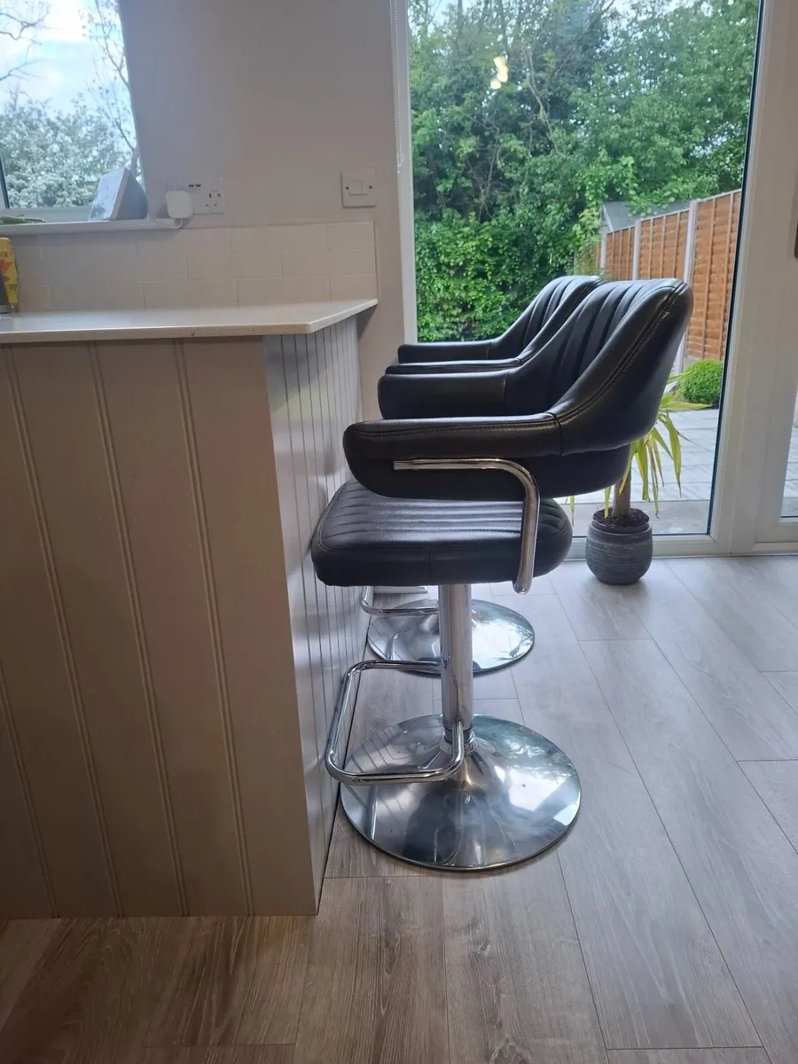 Leather swivel stools. - Image 1