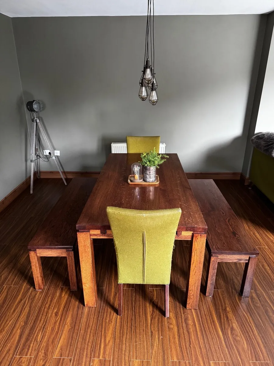 Solid Oak Table & Benches - €450 - Image 1