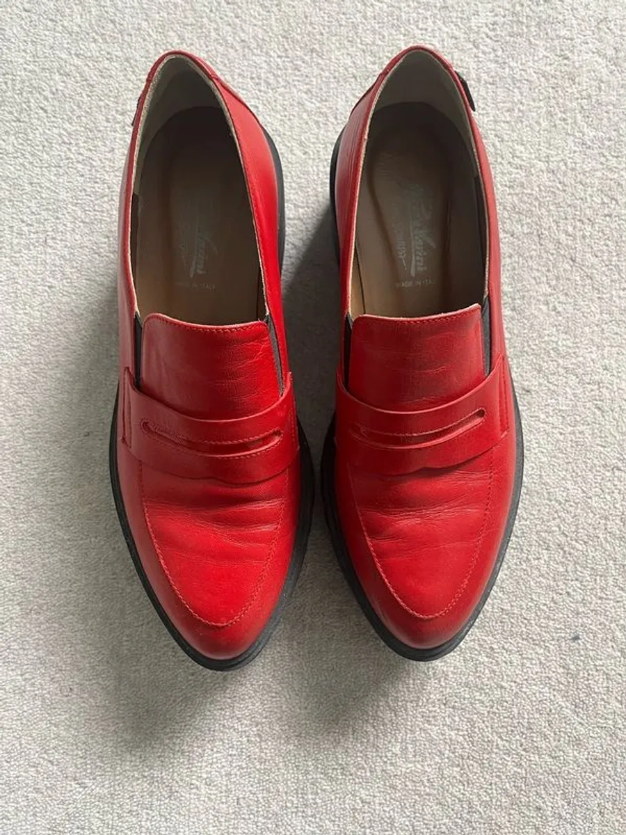 Carl Scarpa Red Wedge Loafers - Image 1