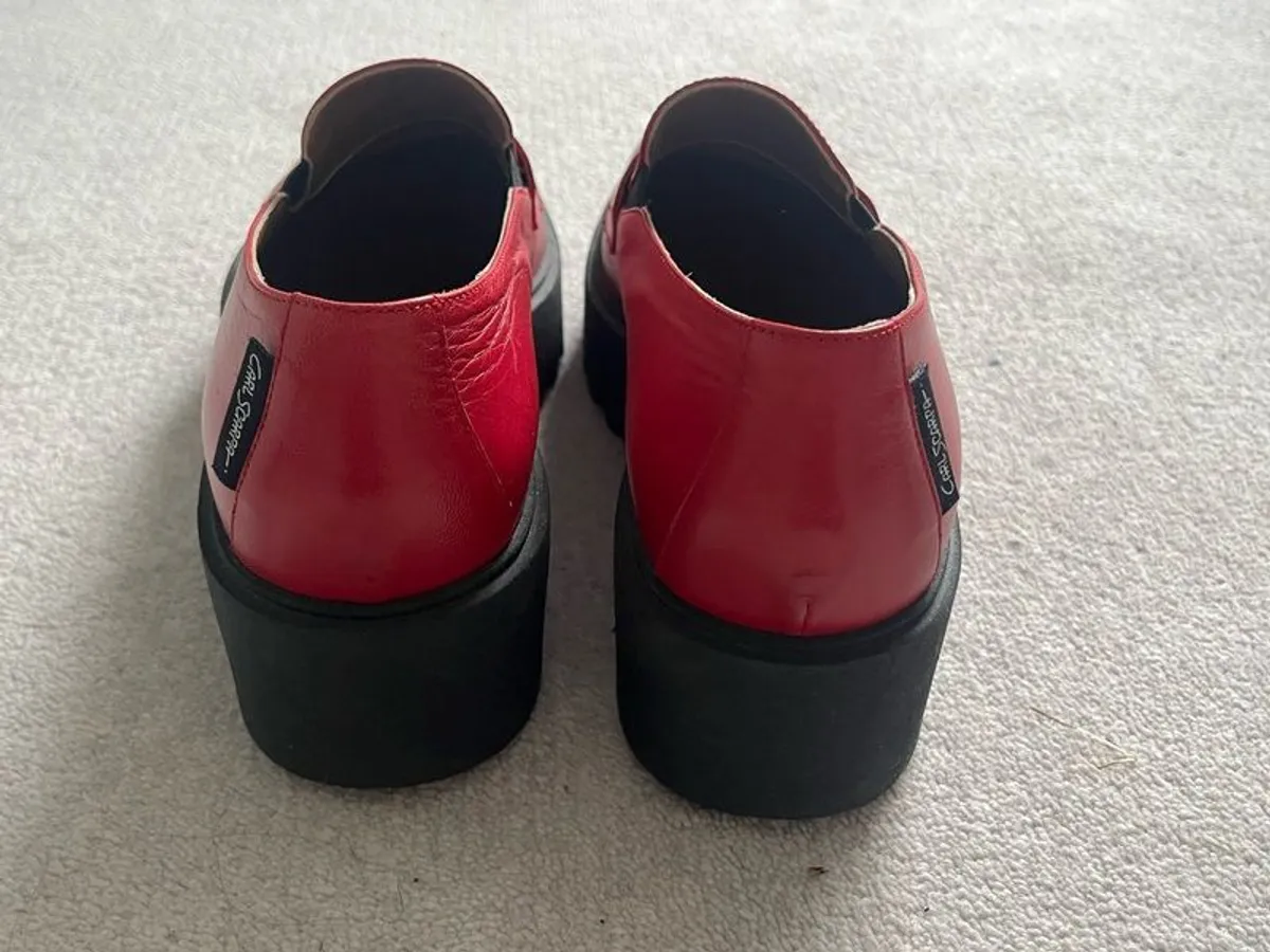Carl Scarpa Red Wedge Loafers - Image 3