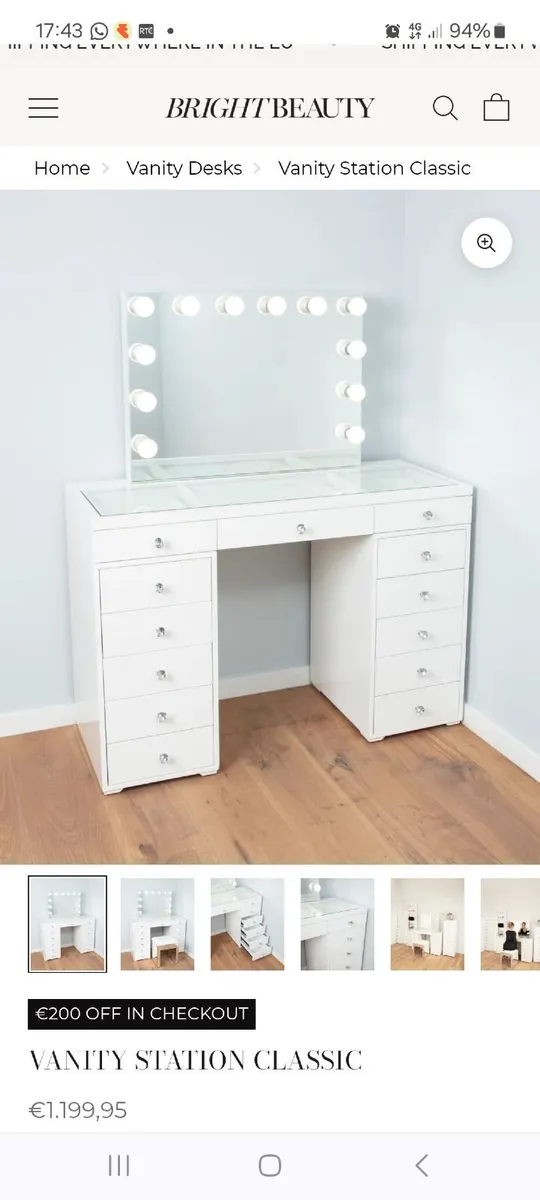 furniture  Excellent White Gloss Vanity Table - Image 1