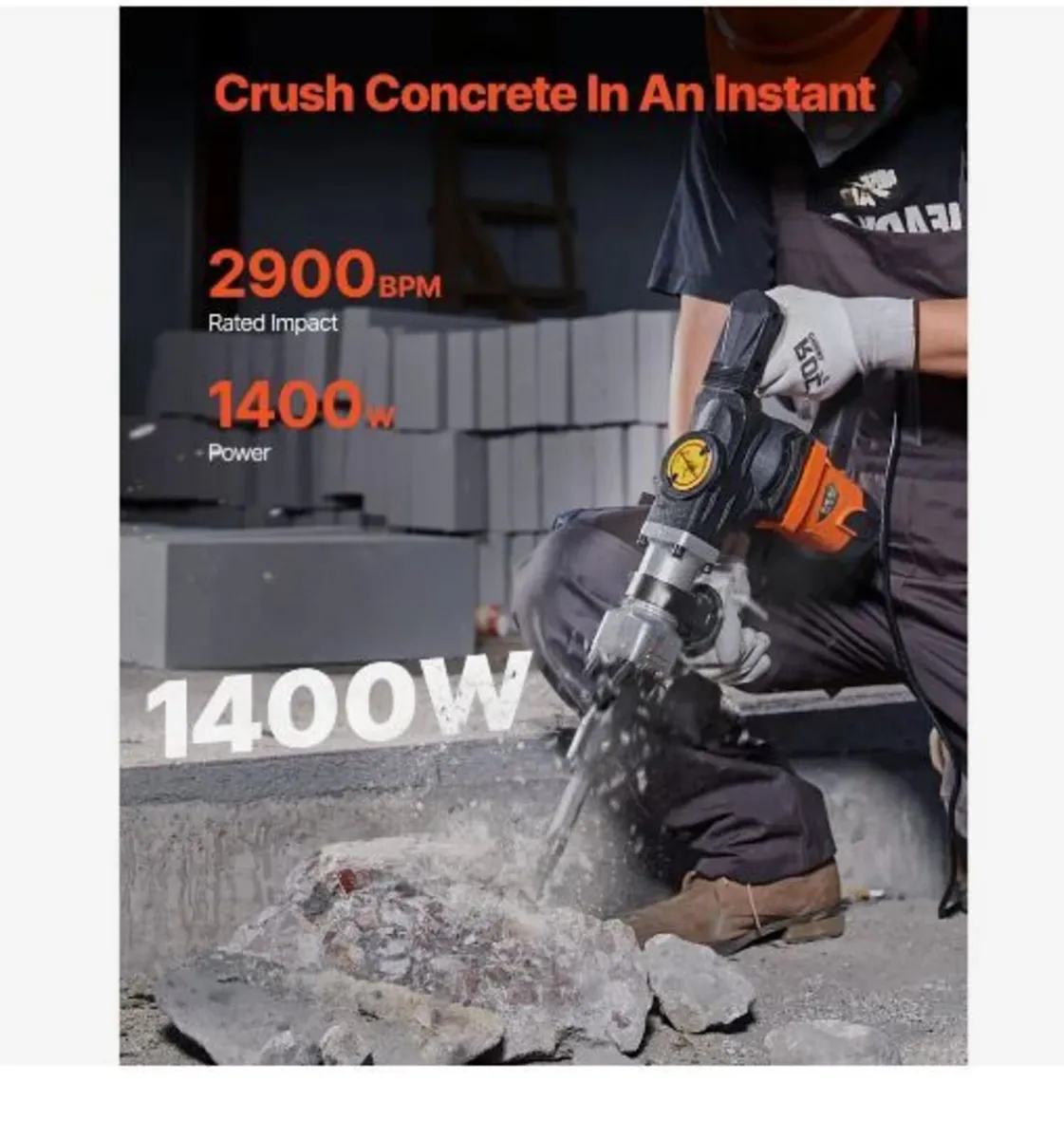 Demolition Jack Hammer Concrete Breaker 1400W - Image 4