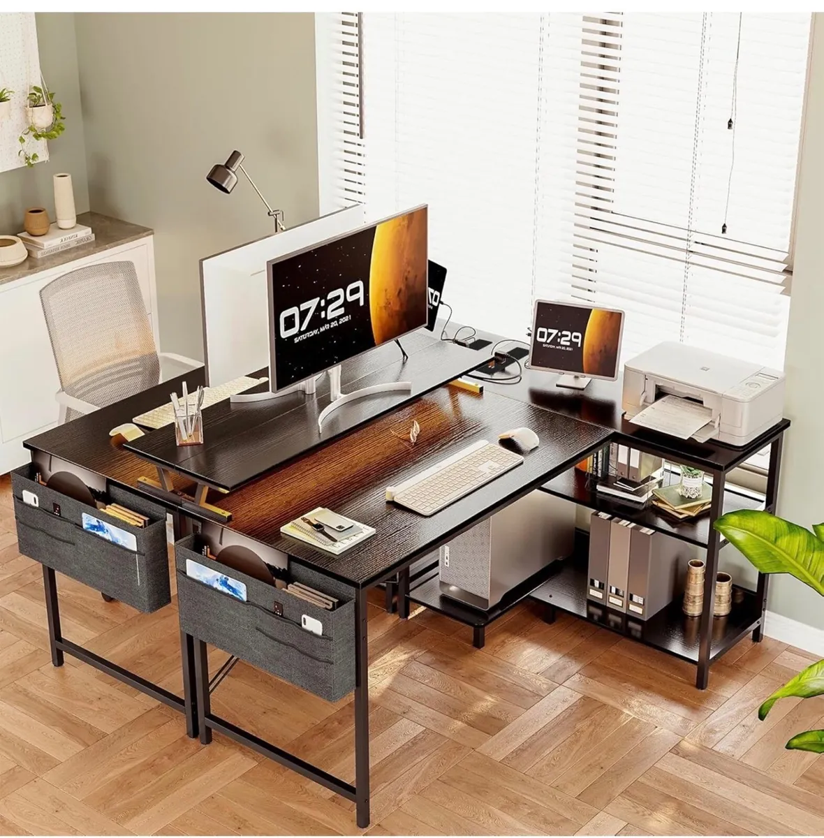 L Shaped Gaming Desk with LED Lights, 120 × 80 cm - Image 2