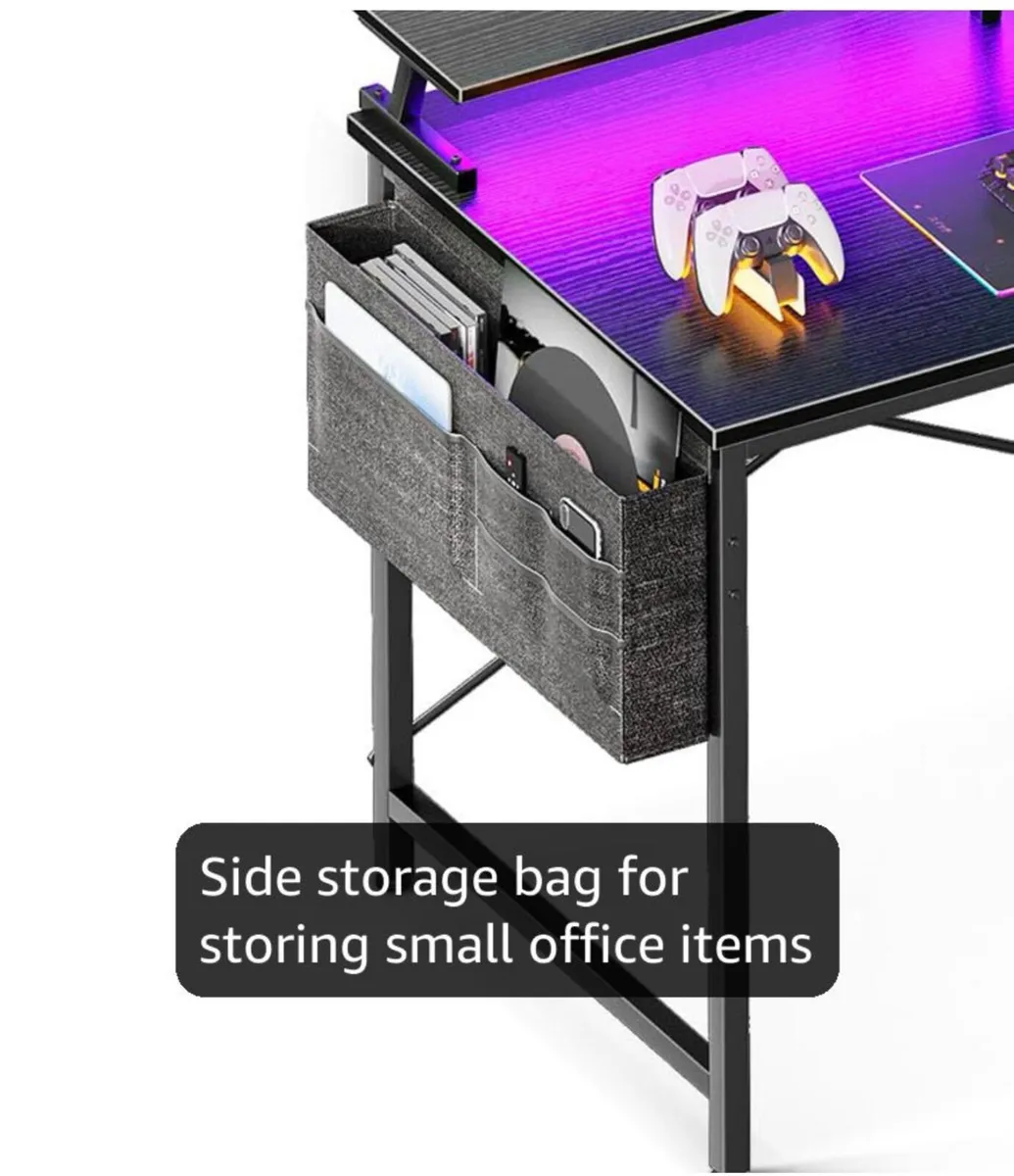 L Shaped Gaming Desk with LED Lights, 120 × 80 cm - Image 4