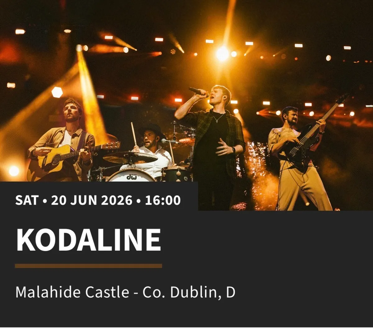 Kodaline Maladhide Castle 2 Tickets & Parking