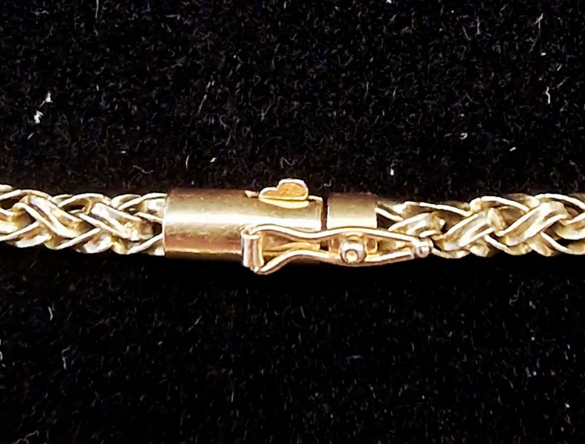 14 Carat Yellow Gold Wheat Chain Bracelet 18cm - Image 4