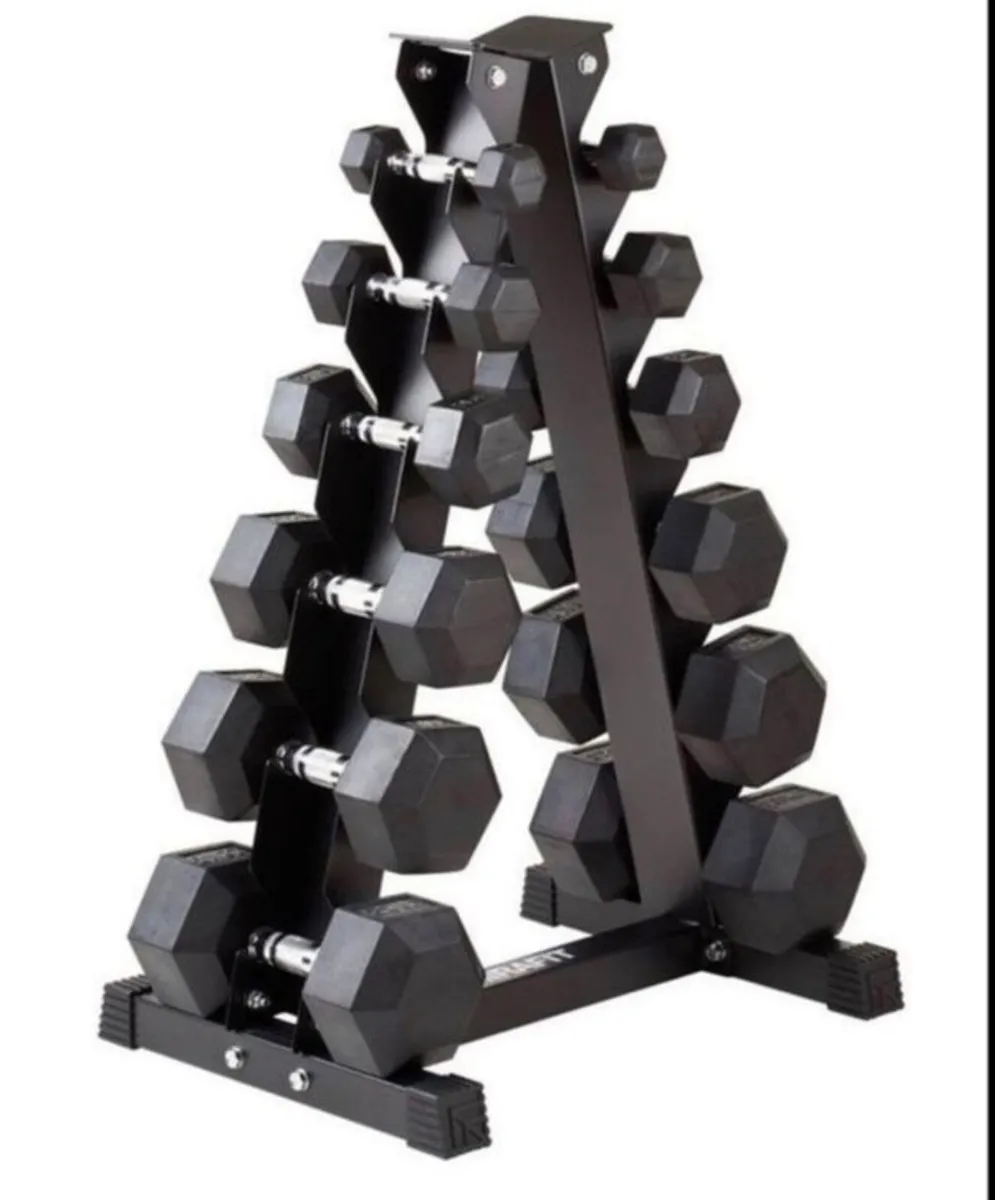 Hex Dumbbells 2.5kg - 25kg + storage rack (new)