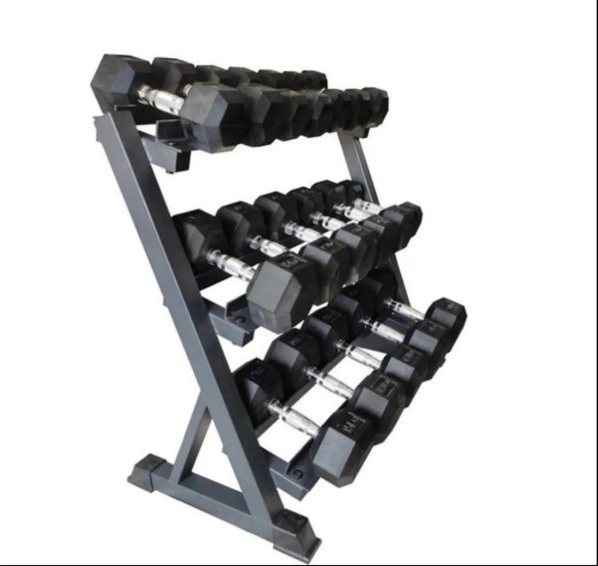 Hex Dumbbells 2.5kg - 20kg + 3 tier storage rack