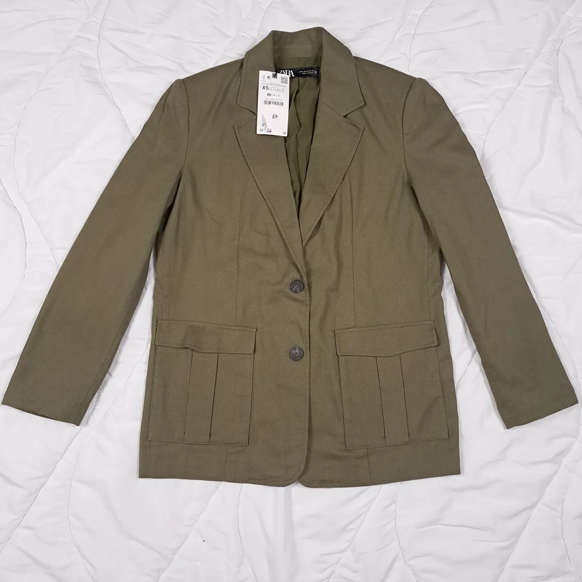 Zara Green Khaki Blazer Size XS/S - Image 1