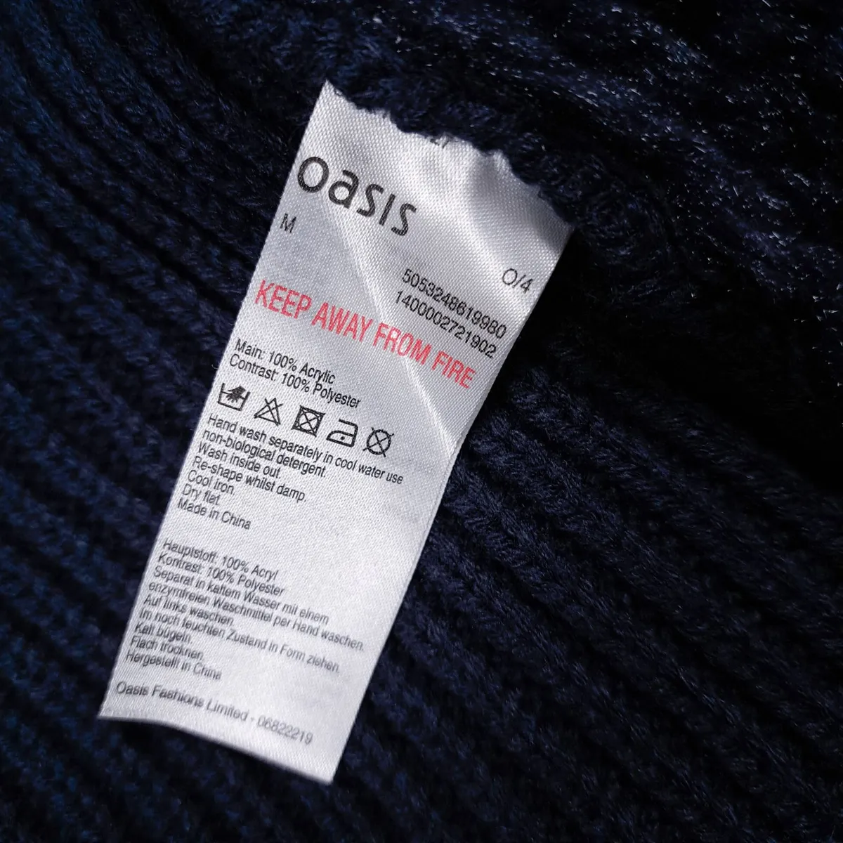 Oasis Navy Blue Faux Fur Suede Knit Cardigan M - Image 4