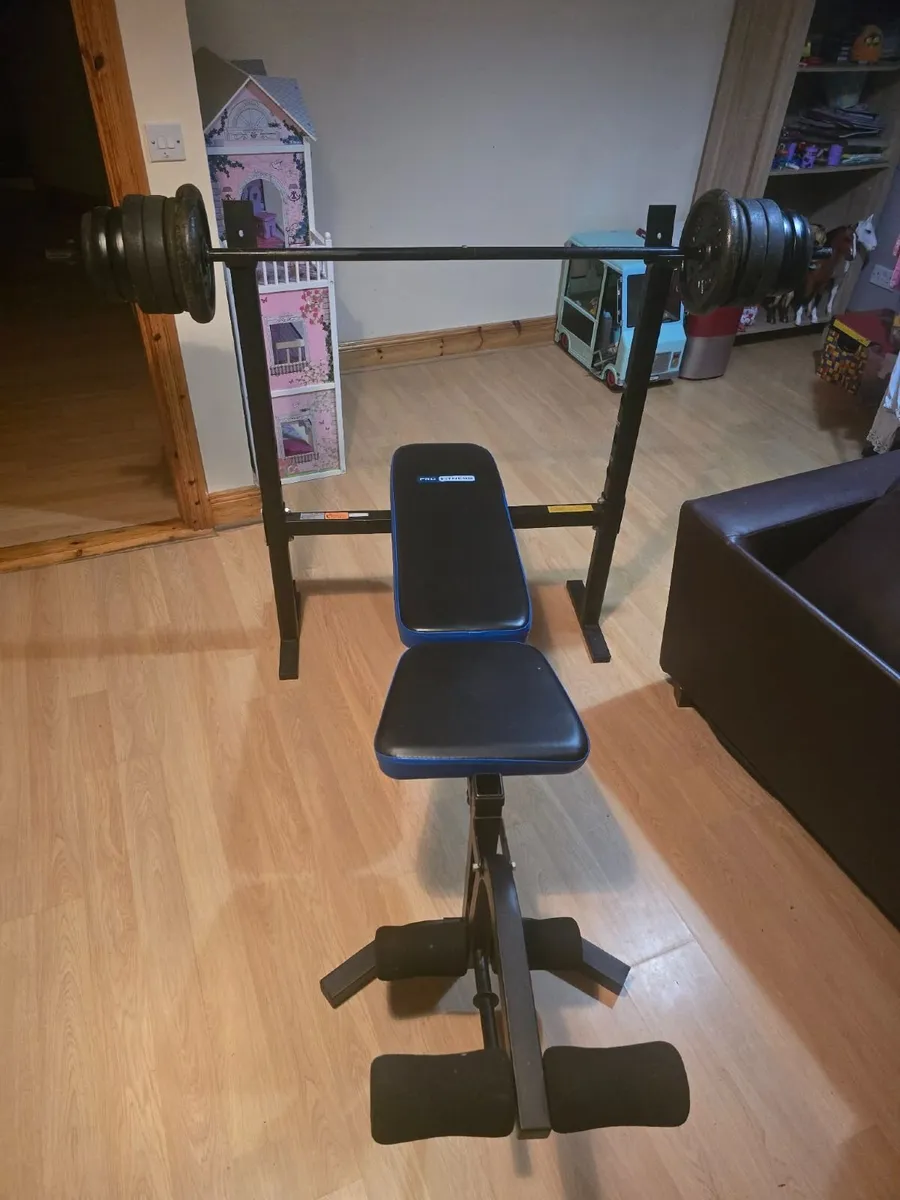 Bench & barbell & weights plates 50kg