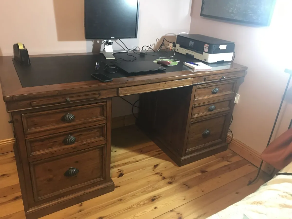 Large Solid Wood Executive Pedestal Desk - Image 2