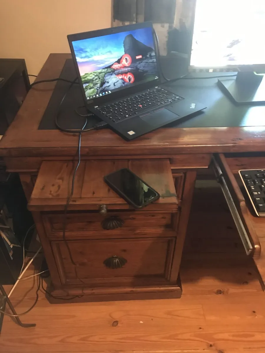Large Solid Wood Executive Pedestal Desk - Image 4