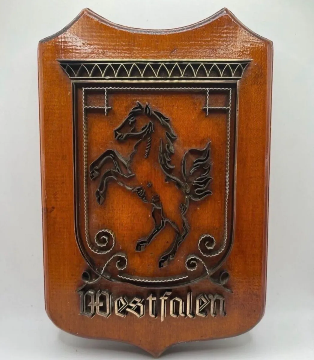 Vintage Equestrian Oak and Brass Wall Plaque